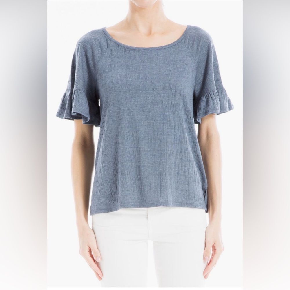 Max Studio- Ruffled Sleeve Denim Top-‎ Size L (12/14)